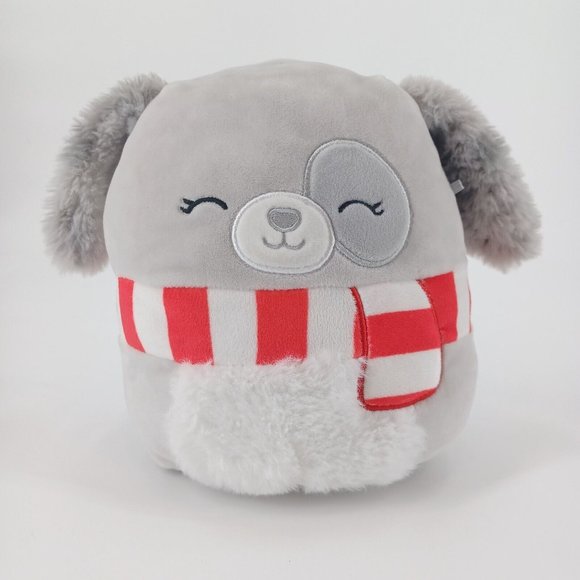 Squishmallow Holiday Ivy The Gray Dog 7.5” With Scarf Kellytoy 2022 Plush Christ - Picture 3 of 12